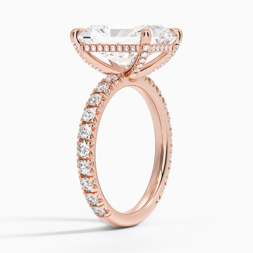 5.75 Karat Radiant Kesim Hidden Halo Tasarım Tektaş Laboratuvar Pırlanta Yüzük 18K  - Selora - Bold Diamonds
