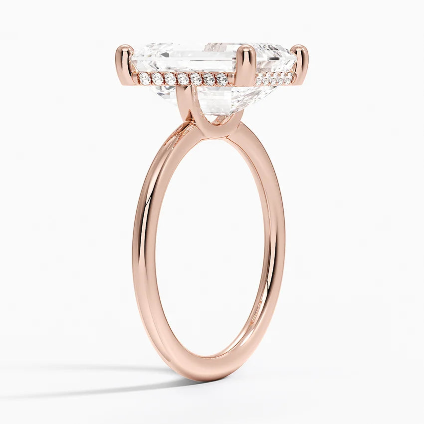 5.10 Emerald Kesim Hidden Halo Tasarım Tektaş Laboratuvar Pırlanta Yüzük - Melara