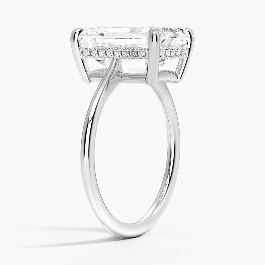 5.10 Karat Emerald Kesim Hidden Halo Tasarım Tektaş Laboratuvar Pırlanta Yüzük - Monaco