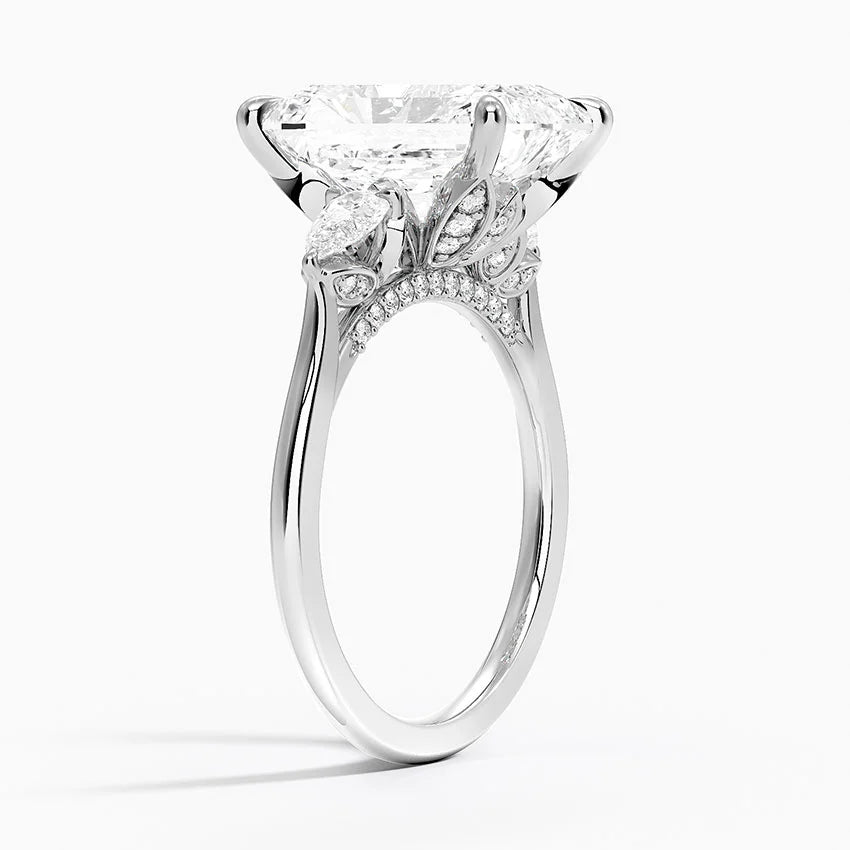 5.75 Karat Radiant Kesim Hidden Halo Tasarım Tektaş Laboratuvar Pırlanta Yüzük - Verona