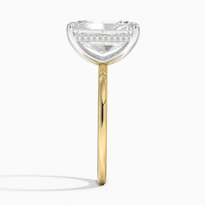5.10 Karat Radiant Kesim Hidden Halo Tasarım Tektaş Laboratuvar Pırlanta Yüzük 18K  - Elora - Bold Diamonds
