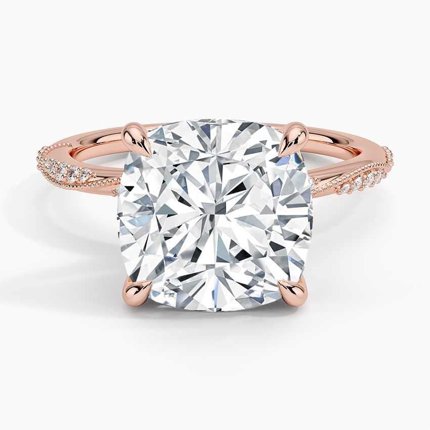 5.25 Karat Cushion Kesim Hidden Halo Tasarım Tektaş Laboratuvar Pırlanta Yüzük 18K  - Melora - Bold Diamonds
