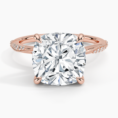 5.25 Karat Cushion Kesim Hidden Halo Tasarım Tektaş Laboratuvar Pırlanta Yüzük 18K  - Melora