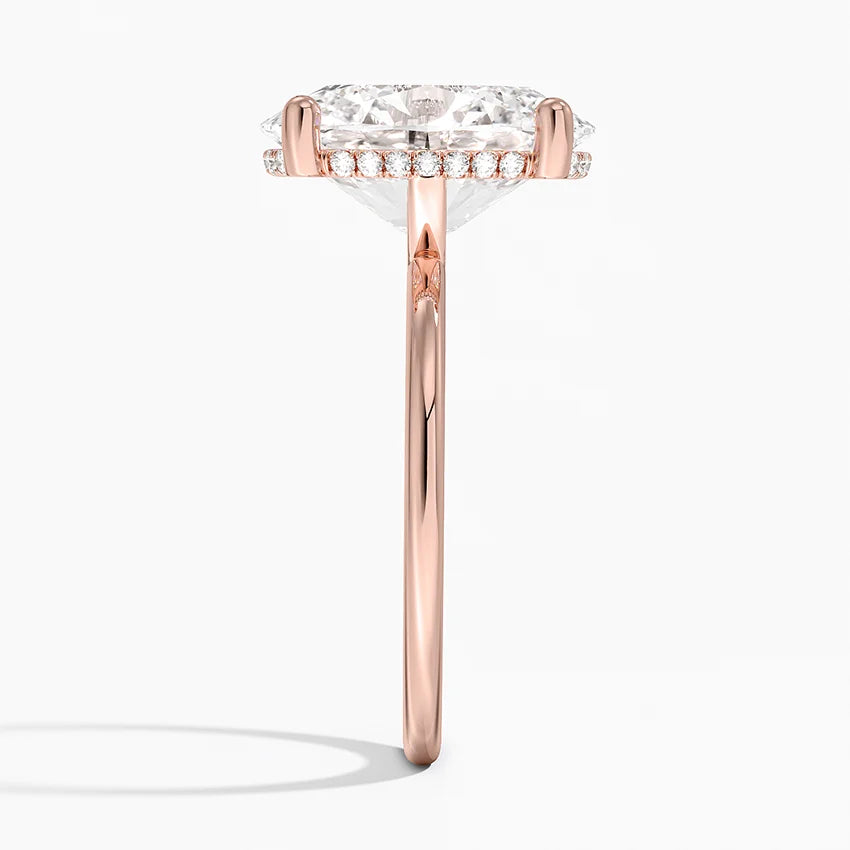 5.10 Karat Oval Kesim Hidden Halo Tasarım Tektaş Laboratuvar Pırlanta Yüzük - Lucerne