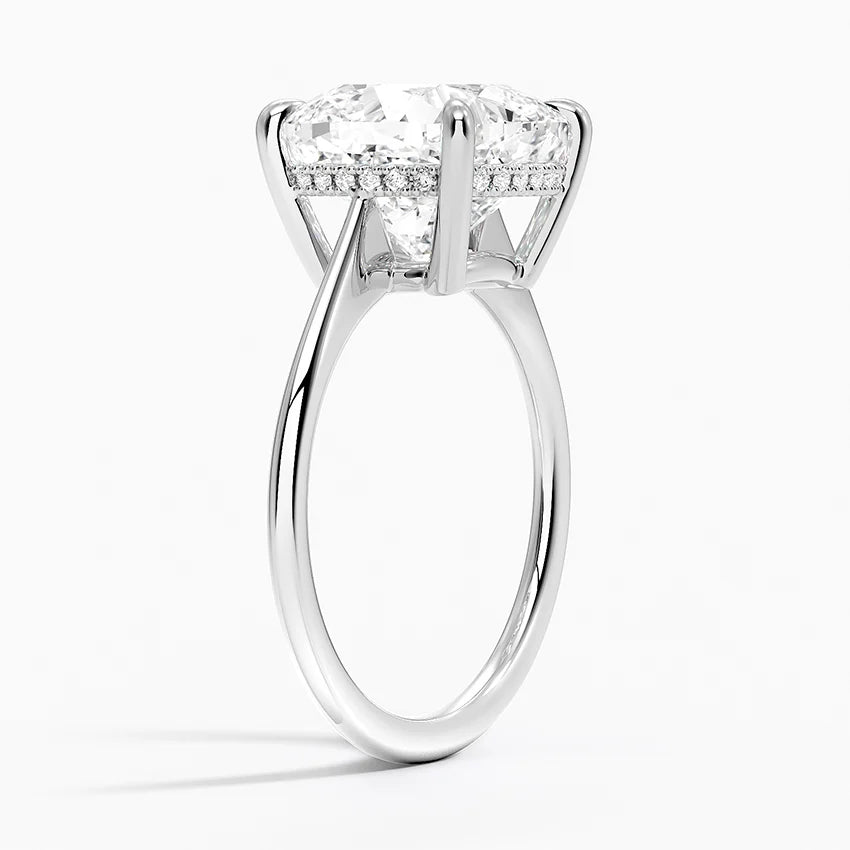 5.10 Cushion Kesim Hidden Halo Tasarım Tektaş Laboratuvar Pırlanta Yüzük - Tilora