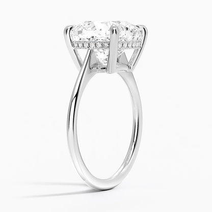 5.10 Cushion Kesim Hidden Halo Tasarım Tektaş Laboratuvar Pırlanta Yüzük - Tilora