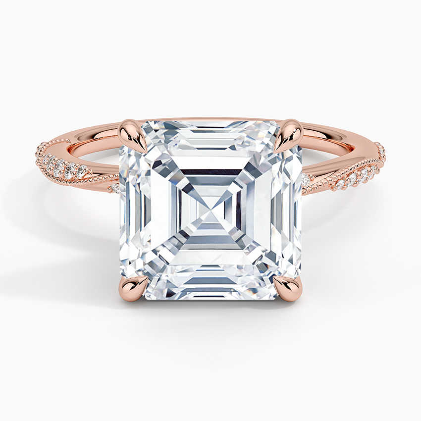 5.25 Karat Asscher Kesim Hidden Halo Tasarım Tektaş Laboratuvar Pırlanta Yüzük 18K  - Melora - Bold Diamonds