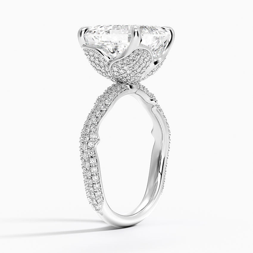 5.75 Karat Asscher Kesim Hidden Halo Tasarım Tektaş Laboratuvar Pırlanta Yüzük - Sorrento