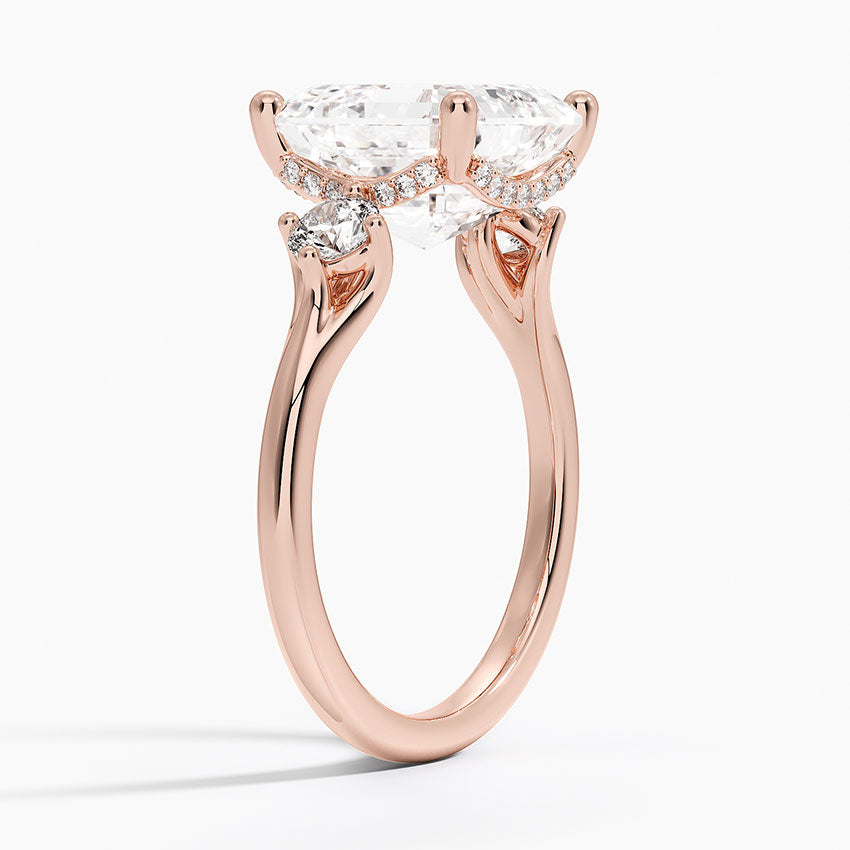 5.50 Asscher Kesim Hidden Halo Tasarım Tektaş Laboratuvar Pırlanta Yüzük 18K - Milora