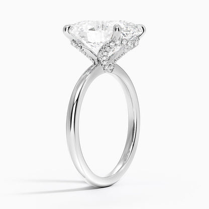 5.15 Oval Kesim Hidden Halo Tasarım Tektaş Laboratuvar Pırlanta Yüzük 18K - Vilora