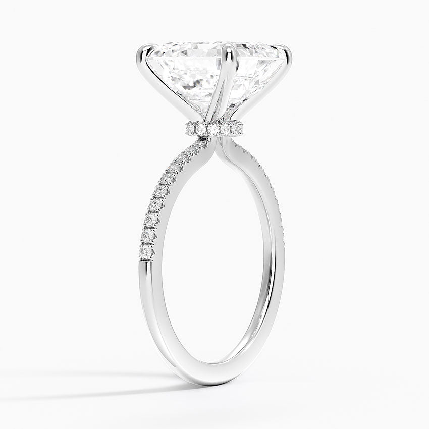 5.25 Karat Asscher Kesim Hidden Halo Tasarım Tektaş Laboratuvar Pırlanta Yüzük - Filora - Bold Diamonds