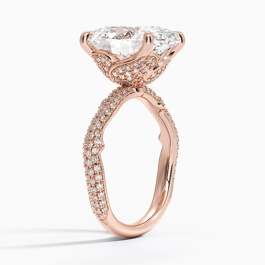 5.75 Karat Oval Kesim Hidden Halo Tasarım Tektaş Laboratuvar Pırlanta Yüzük - Sorrento