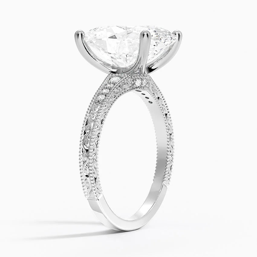 5.15 Oval Kesim Hidden Halo Tasarım Tektaş Laboratuvar Pırlanta Yüzük 18K - Silora