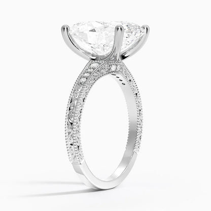 5.15 Oval Kesim Hidden Halo Tasarım Tektaş Laboratuvar Pırlanta Yüzük 18K - Silora