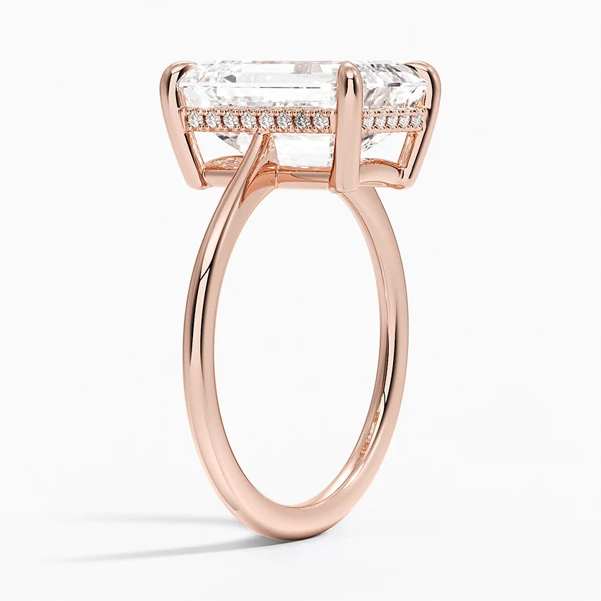 5.10 Karat Emerald Kesim Hidden Halo Tasarım Tektaş Laboratuvar Pırlanta Yüzük - Monaco