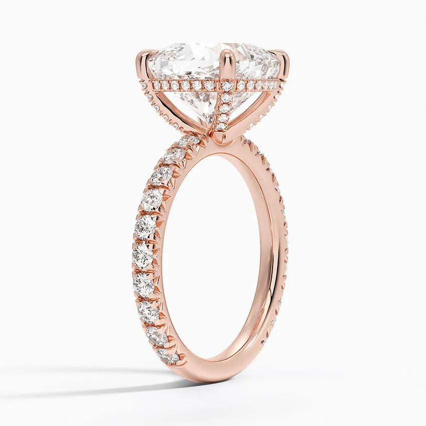 5.75 Karat Cushion Kesim Hidden Halo Tasarım Tektaş Laboratuvar Pırlanta Yüzük 18K  - Selora - Bold Diamonds