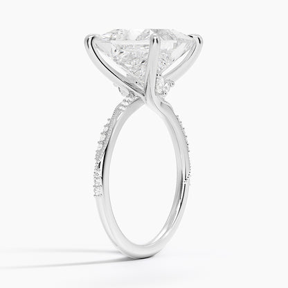 5.25 Karat Prenses Kesim Hidden Halo Tasarım Tektaş Laboratuvar Pırlanta Yüzük 18K  - Melora