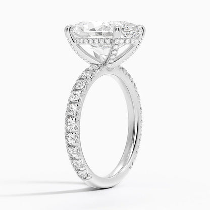 5.75 Karat Oval Kesim Hidden Halo Tasarım Tektaş Laboratuvar Pırlanta Yüzük 18K  - Selora