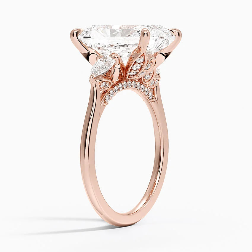 5.75 Karat Radiant Kesim Hidden Halo Tasarım Tektaş Laboratuvar Pırlanta Yüzük - Verona