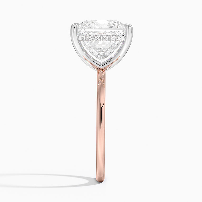 5.10 Karat Prenses Kesim Hidden Halo Tasarım Tektaş Laboratuvar Pırlanta Yüzük 18K  - Elora - Bold Diamonds