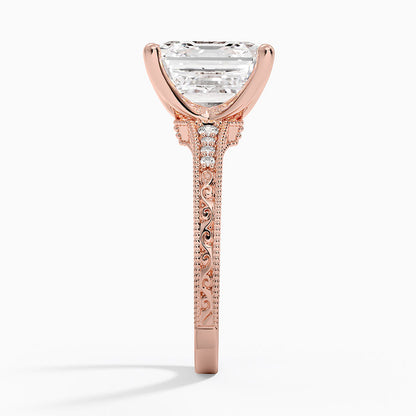 5.15 Asscher Kesim Hidden Halo Tasarım Tektaş Laboratuvar Pırlanta Yüzük 18K - Silora