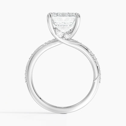 5.25 Karat Emerald Kesim Hidden Halo Tasarım Tektaş Laboratuvar Pırlanta Yüzük 18K  - Melora