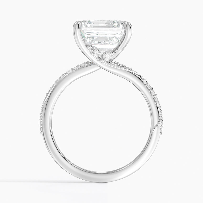 5.25 Karat Asscher Kesim Hidden Halo Tasarım Tektaş Laboratuvar Pırlanta Yüzük 18K  - Melora - Bold Diamonds
