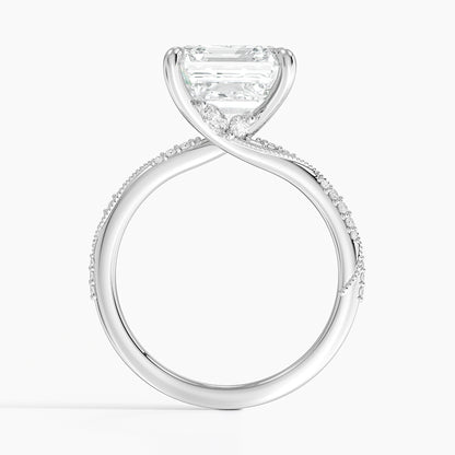5.25 Karat Asscher Kesim Hidden Halo Tasarım Tektaş Laboratuvar Pırlanta Yüzük 18K  - Melora