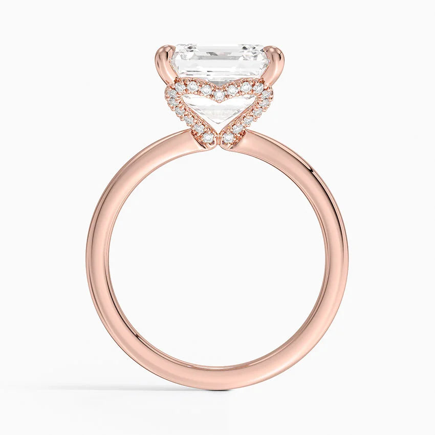 5.15 Karat Asscher Kesim Hidden Halo Tasarım Tektaş Laboratuvar Pırlanta Yüzük - Lyon
