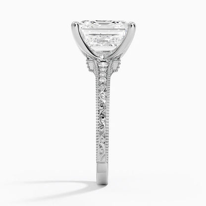 5.15 Asscher Kesim Hidden Halo Tasarım Tektaş Laboratuvar Pırlanta Yüzük 18K - Silora