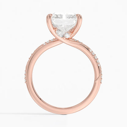 5.25 Karat Radiant Kesim Hidden Halo Tasarım Tektaş Laboratuvar Pırlanta Yüzük 18K  - Melora