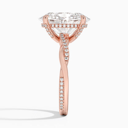 5.25 Karat Oval Kesim Hidden Halo Tasarım Tektaş Laboratuvar Pırlanta Yüzük 18K  - Talora