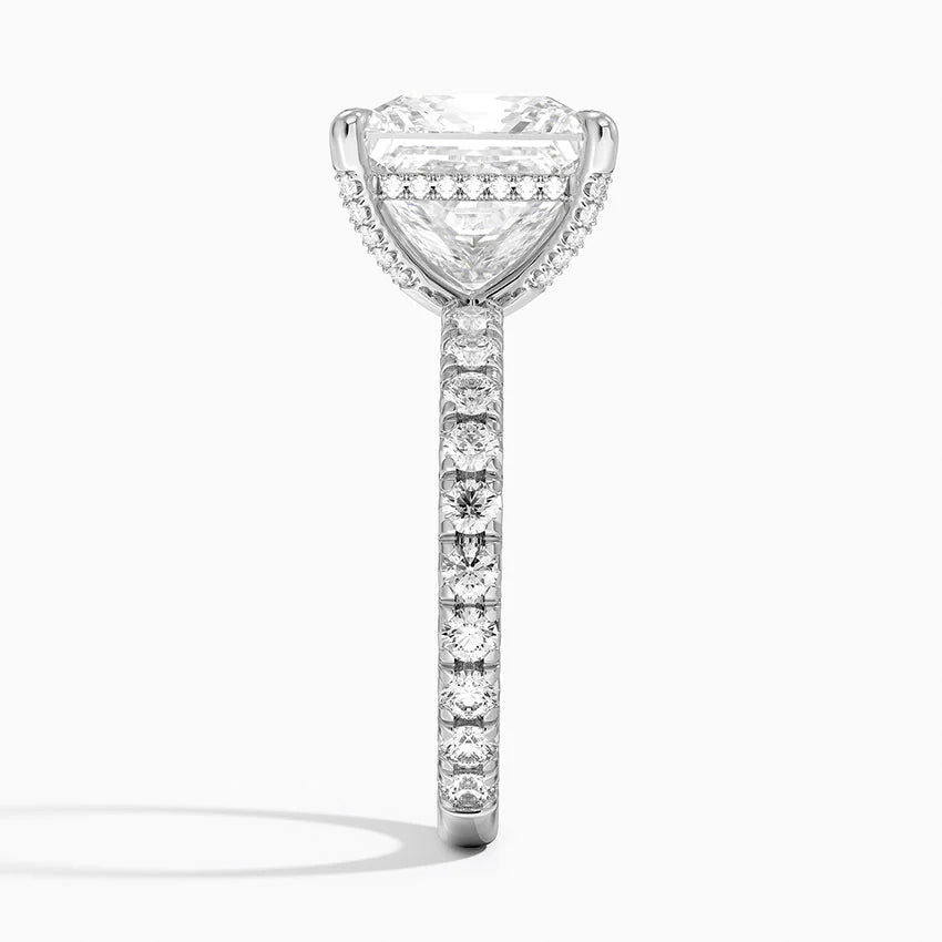 5.75 Karat Prenses Kesim Hidden Halo Tasarım Tektaş Laboratuvar Pırlanta Yüzük 18K  - Selora - Bold Diamonds
