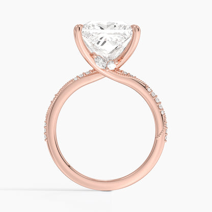 5.25 Karat Prenses Kesim Hidden Halo Tasarım Tektaş Laboratuvar Pırlanta Yüzük 18K  - Melora