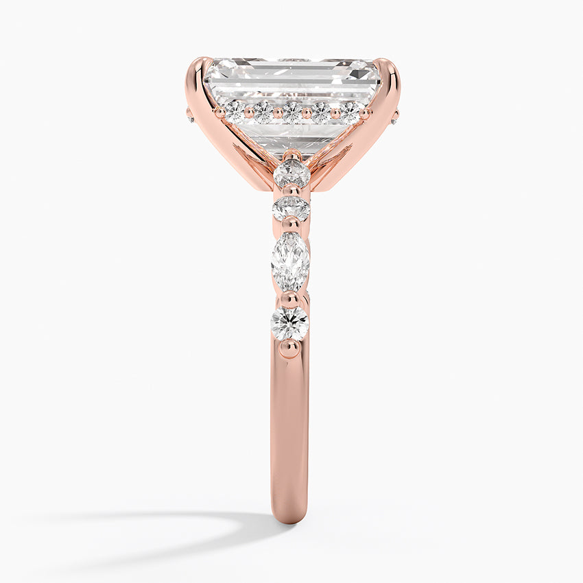 5.50 Karat Emerald Kesim Hidden Halo Tasarım Tektaş Laboratuvar Pırlanta Yüzük - Verona