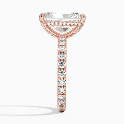 5.75 Karat Radiant Kesim Hidden Halo Tasarım Tektaş Laboratuvar Pırlanta Yüzük 18K  - Selora