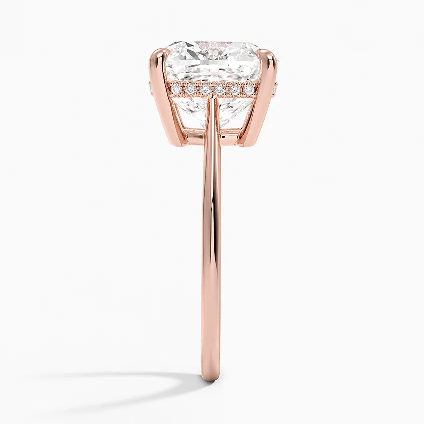 5.10 Cushion Kesim Hidden Halo Tasarım Tektaş Laboratuvar Pırlanta Yüzük - Tilora