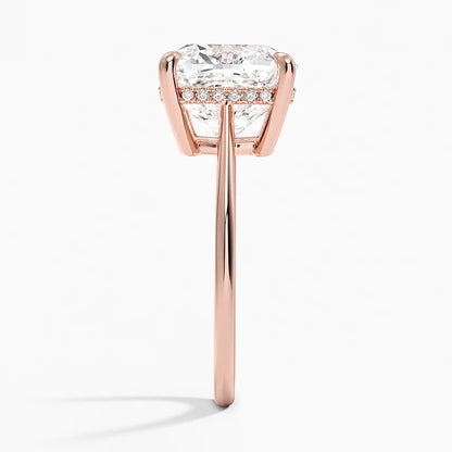 5.10 Cushion Kesim Hidden Halo Tasarım Tektaş Laboratuvar Pırlanta Yüzük - Tilora