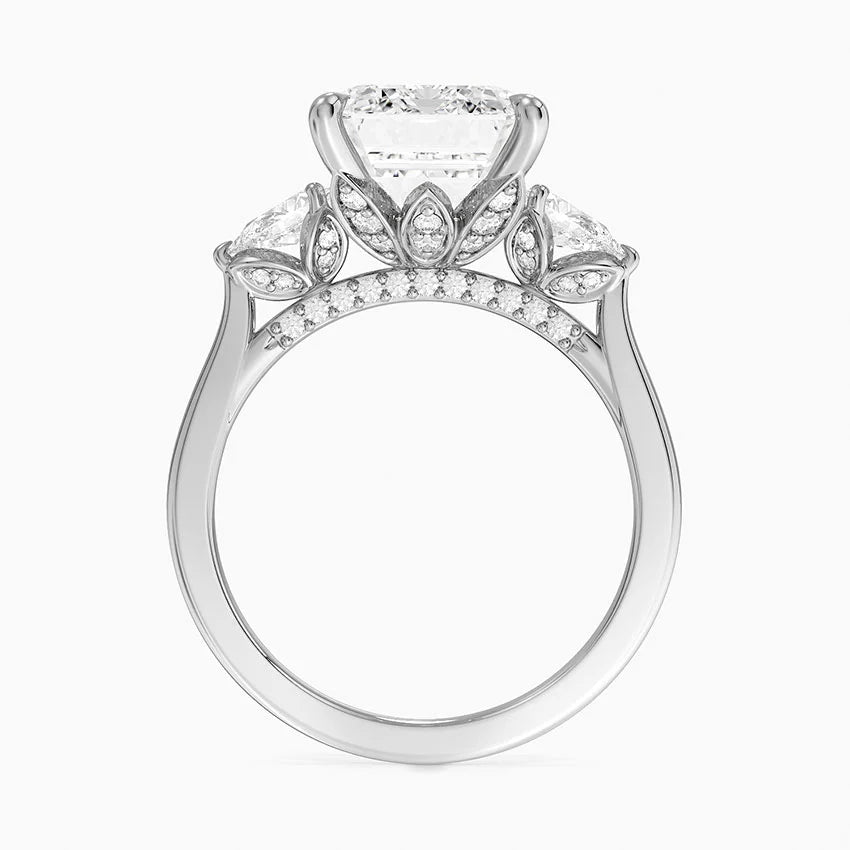 5.75 Karat Emerald Kesim Hidden Halo Tasarım Tektaş Laboratuvar Pırlanta Yüzük - Verona