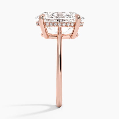 5.10 Oval Kesim Hidden Halo Tasarım Tektaş Laboratuvar Pırlanta Yüzük 18K - Tilora