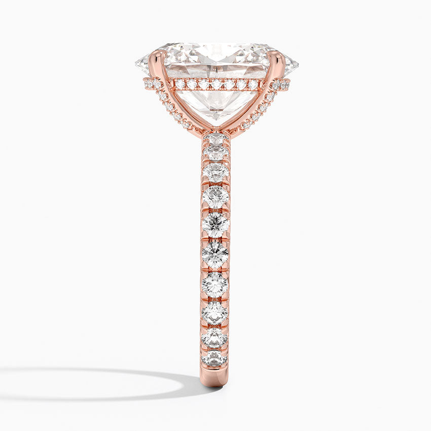 5.75 Karat Oval Kesim Hidden Halo Tasarım Tektaş Laboratuvar Pırlanta Yüzük 18K  - Selora