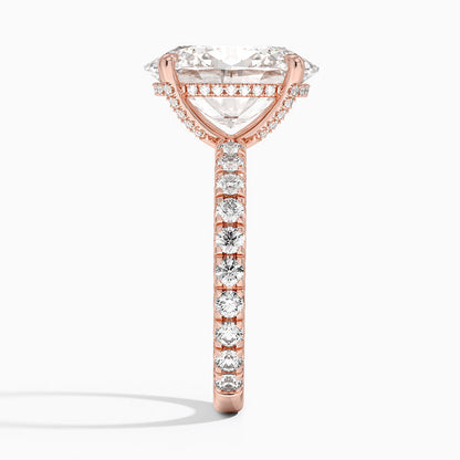 5.75 Karat Oval Kesim Hidden Halo Tasarım Tektaş Laboratuvar Pırlanta Yüzük 18K  - Selora