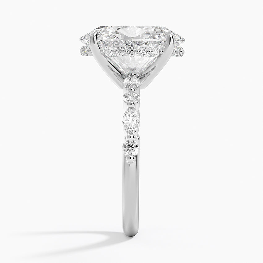 5.50 Karat Oval Kesim Hidden Halo Tasarım Tektaş Laboratuvar Pırlanta Yüzük - Verona