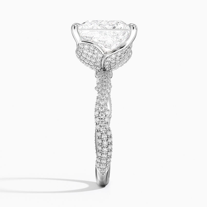 5.75 Karat Prenses Kesim Hidden Halo Tasarım Tektaş Laboratuvar Pırlanta Yüzük - Sorrento