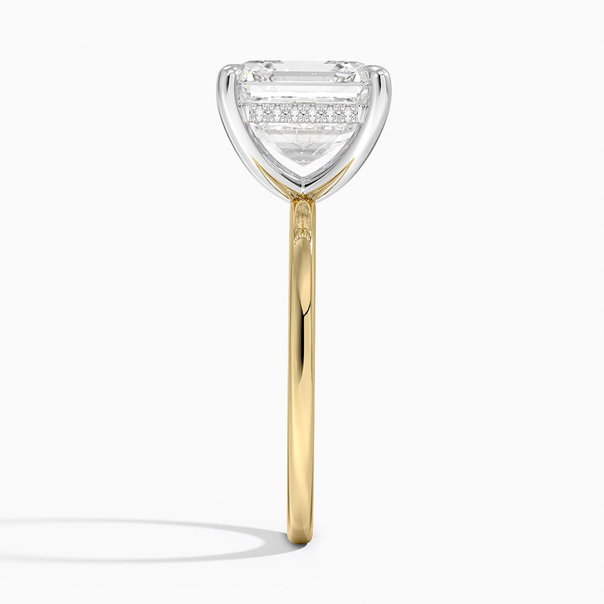 5.10 Karat Asscher Kesim Hidden Halo Tasarım Tektaş Laboratuvar Pırlanta Yüzük 18K  - Elora - Bold Diamonds