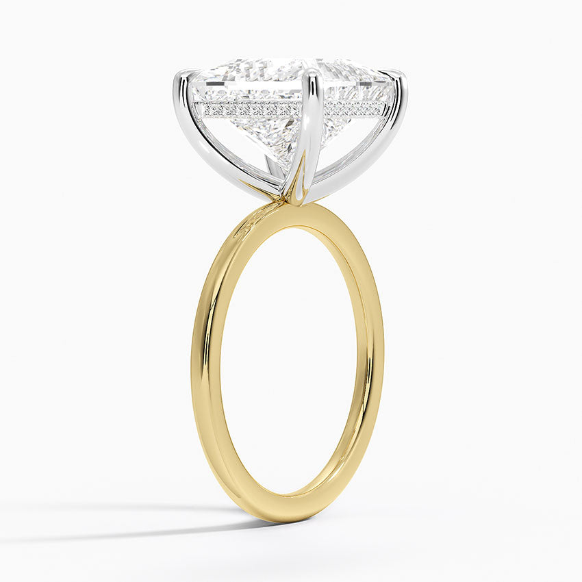 5.10 Karat Prenses Kesim Hidden Halo Tasarım Tektaş Laboratuvar Pırlanta Yüzük 18K  - Elora