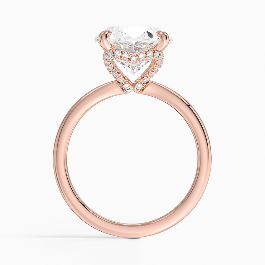 5.15 Oval Kesim Hidden Halo Tasarım Tektaş Laboratuvar Pırlanta Yüzük 18K - Vilora