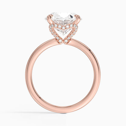5.15 Oval Kesim Hidden Halo Tasarım Tektaş Laboratuvar Pırlanta Yüzük 18K - Vilora