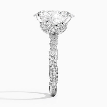 5.75 Oval Kesim Hidden Halo Tasarım Tektaş Laboratuvar Pırlanta Yüzük - Filara