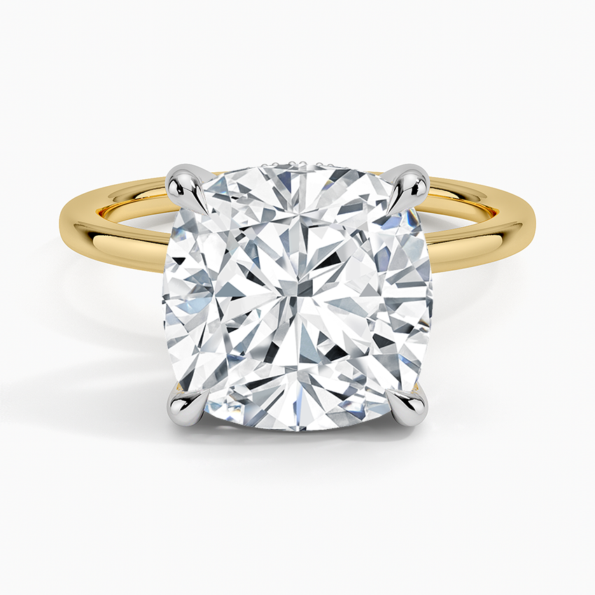 5.10 Karat Cushion Kesim Hidden Halo Tasarım Tektaş Laboratuvar Pırlanta Yüzük 18K  - Elora